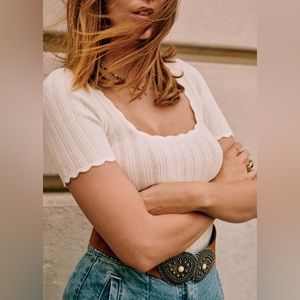 Sezane Anil knit top / jumper in ecru off-white ivory size M